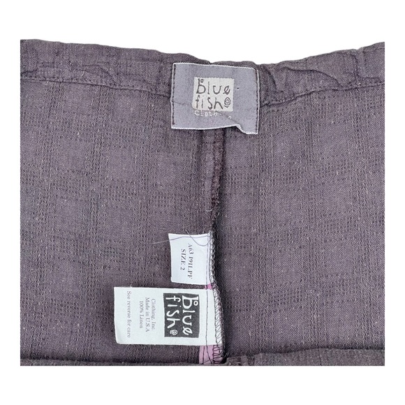 BLUE FISH Clothing Painted Linen Drawstring Shorts 2 Dusty Purple - Picture 4 of 6